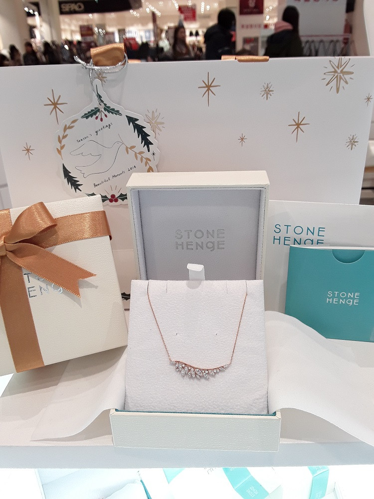 Stonehenge rose gold necklace K0727 Lovely look Cl