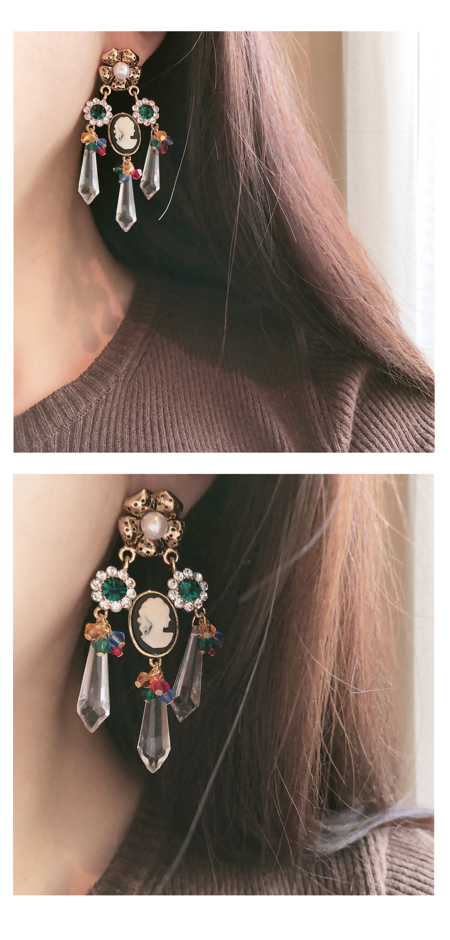 Color Flower Antique Pearl Bold Earrings Drop Earr