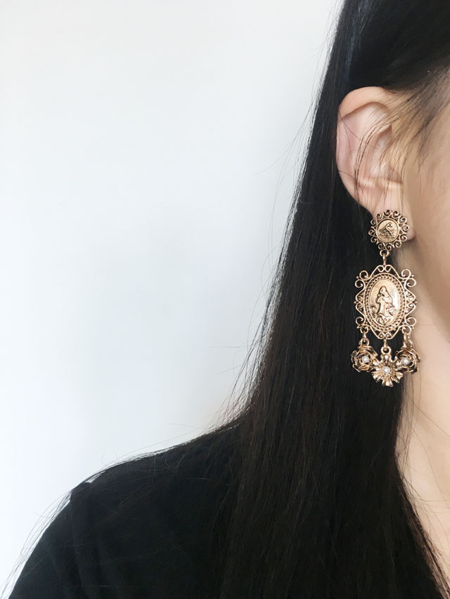 Triple Flower Antique Earrings Bold Twenties Femal