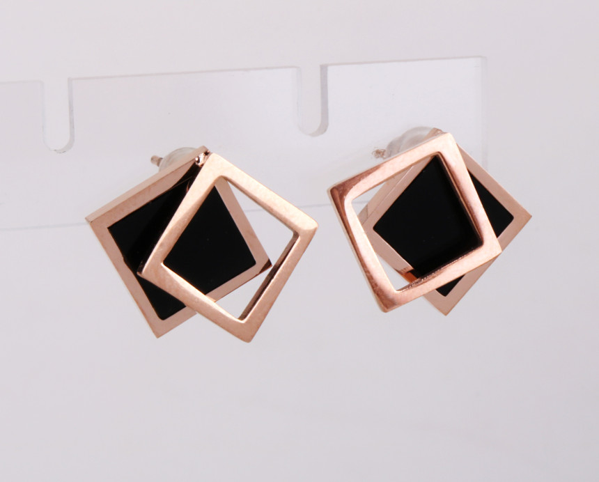 Bolla Le Square Rectangular Steel Earrings AAA029 