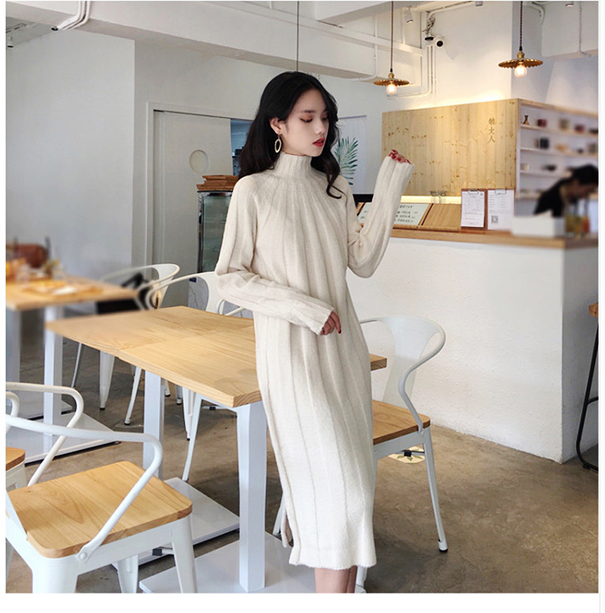 Long knit dress Winter 30 women Polar turtleneck