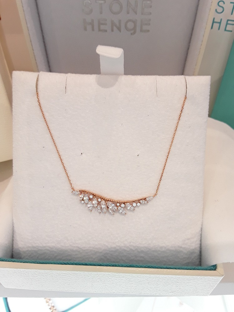 Stonehenge rose gold necklace K0727 Lovely look Cl