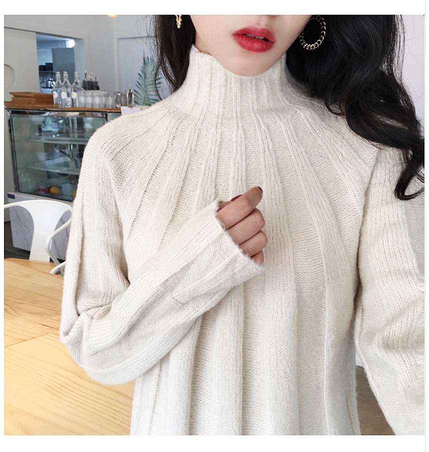 Long knit dress Winter 30 women Polar turtleneck