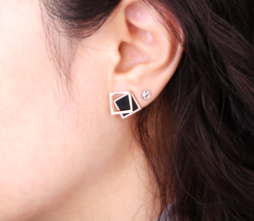 Bolla Le Square Rectangular Steel Earrings AAA029 