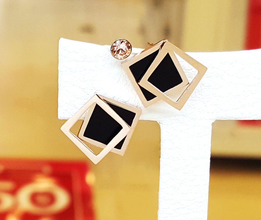 Bolla Le Square Rectangular Steel Earrings AAA029 