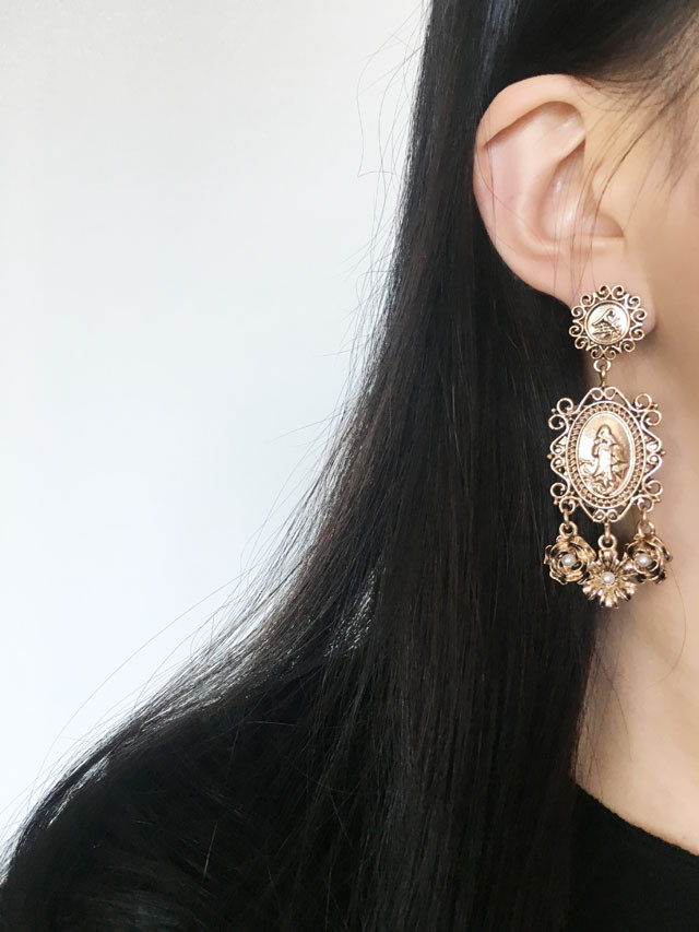 Triple Flower Antique Earrings Bold Twenties Femal