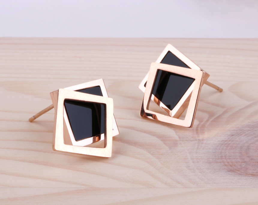 Bolla Le Square Rectangular Steel Earrings AAA029 