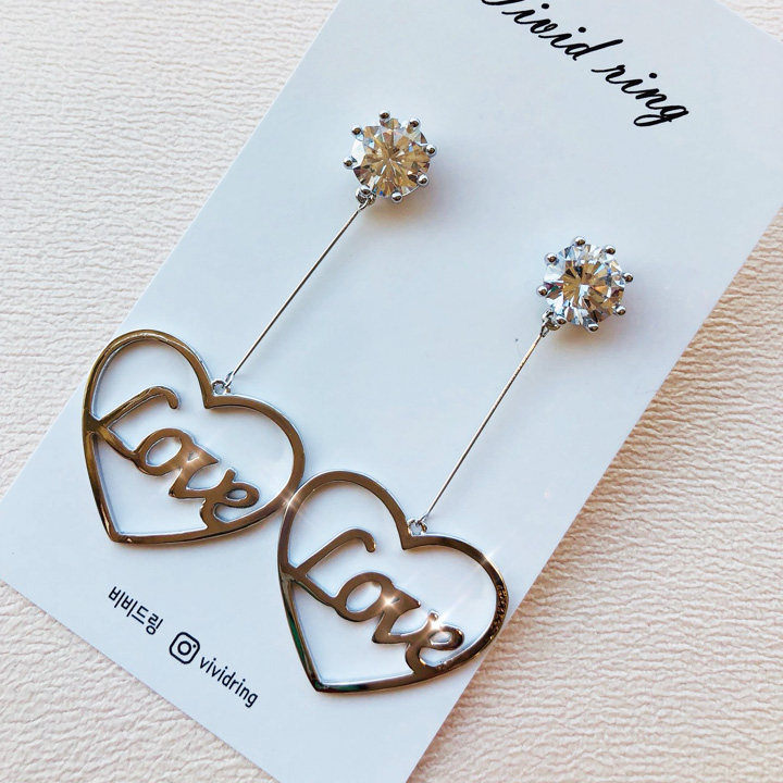 Love Silver Earrings Unique Antique Entike Silver 