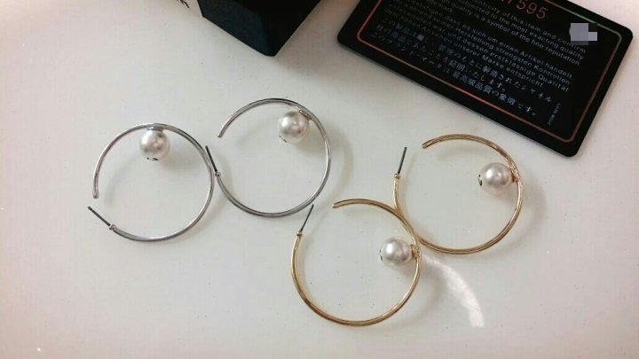 C Imported Ring Pearl Earring 2color