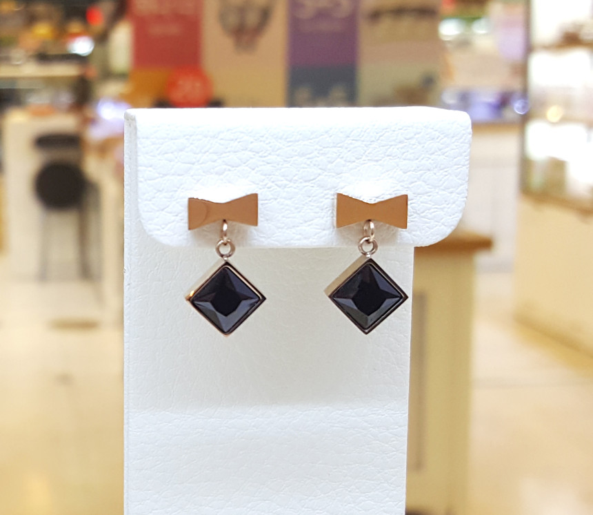 Bolala Ribbon Black Q Rattle Earrings AAA038 Can b