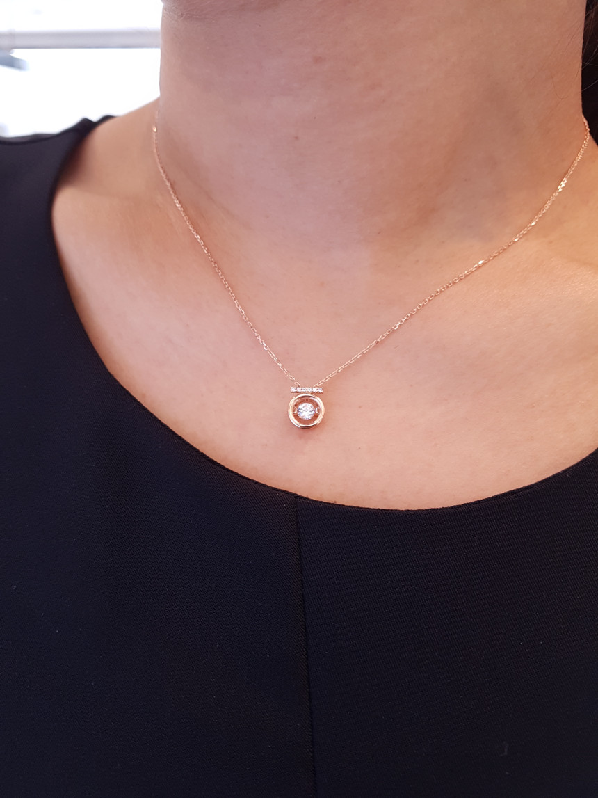 14K Dancing Stone Stellar Necklace D0004