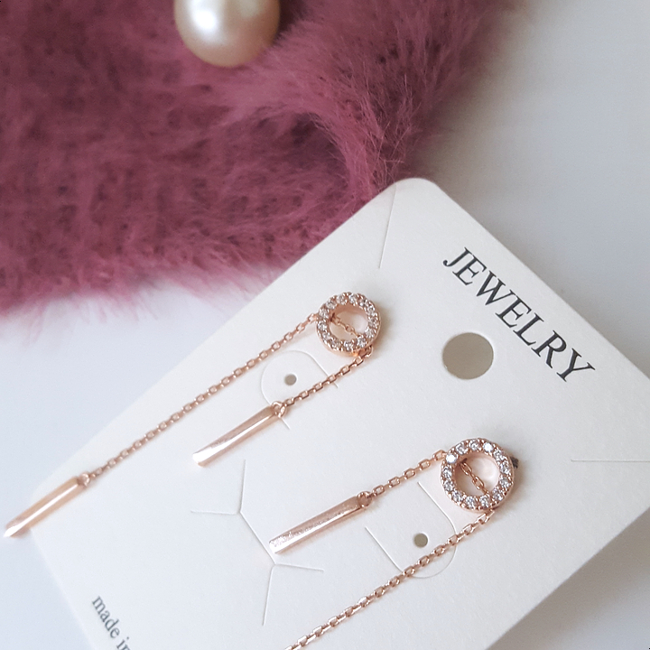 Silver Length Adjustable Double Drop Earring Earri