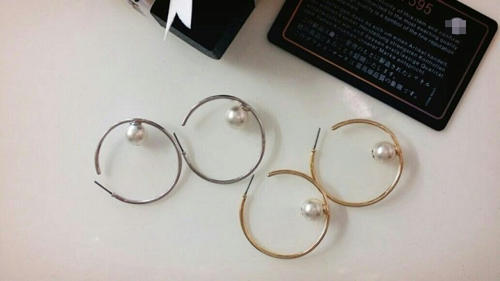 C Imported Ring Pearl Earring 2color