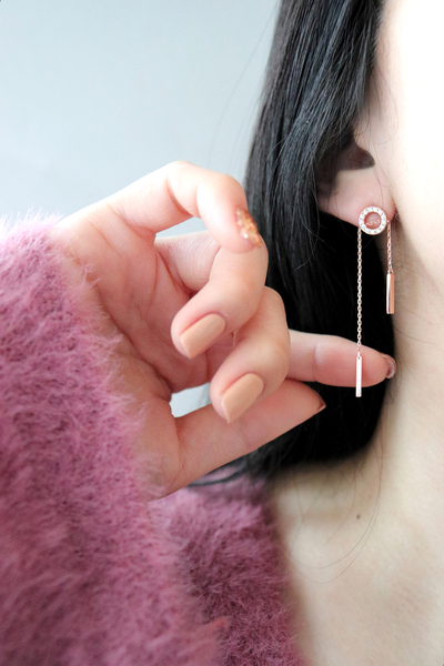 Silver Length Adjustable Double Drop Earring Earri