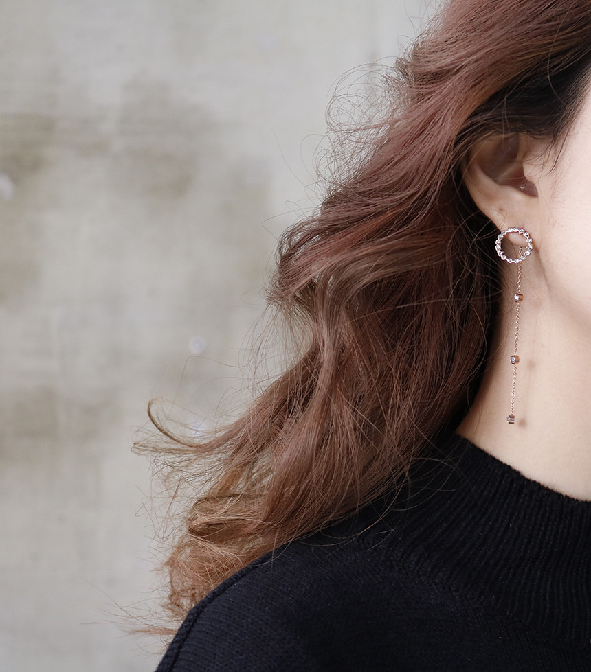 Unique Unique Mono Ring Surge Steel Earrings Titan
