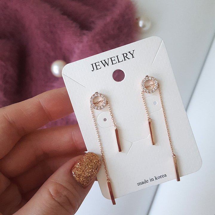 Silver Length Adjustable Double Drop Earring Earri