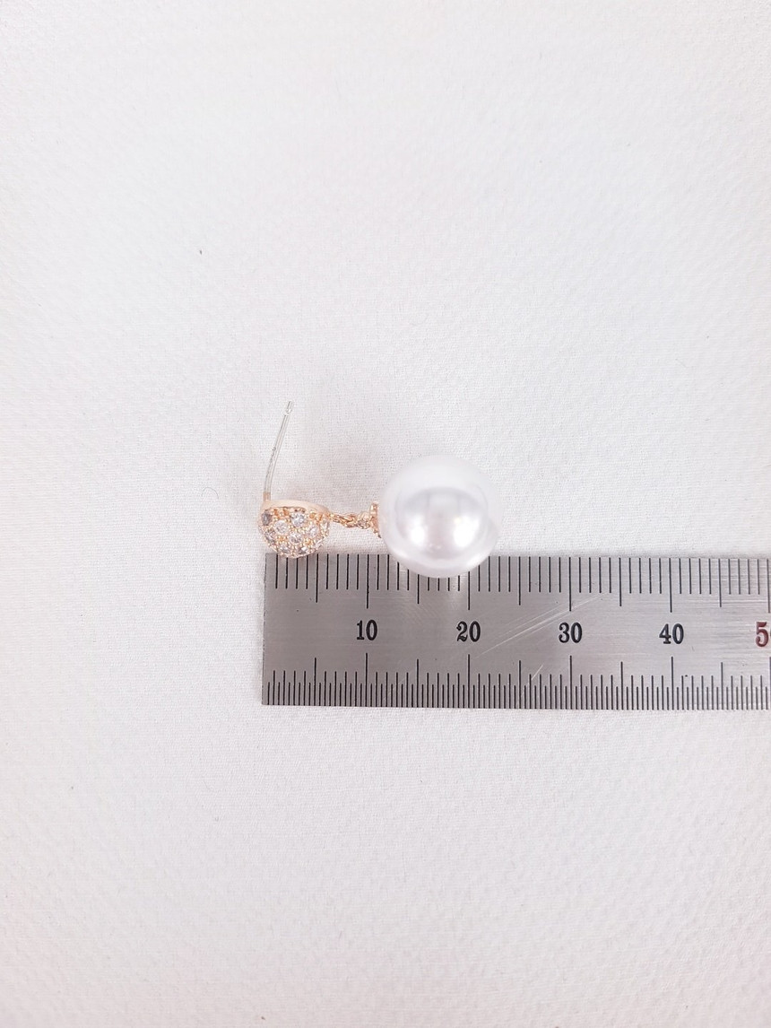 Cubic Ball Wang Pearl Drop Earrings Women Date Fas
