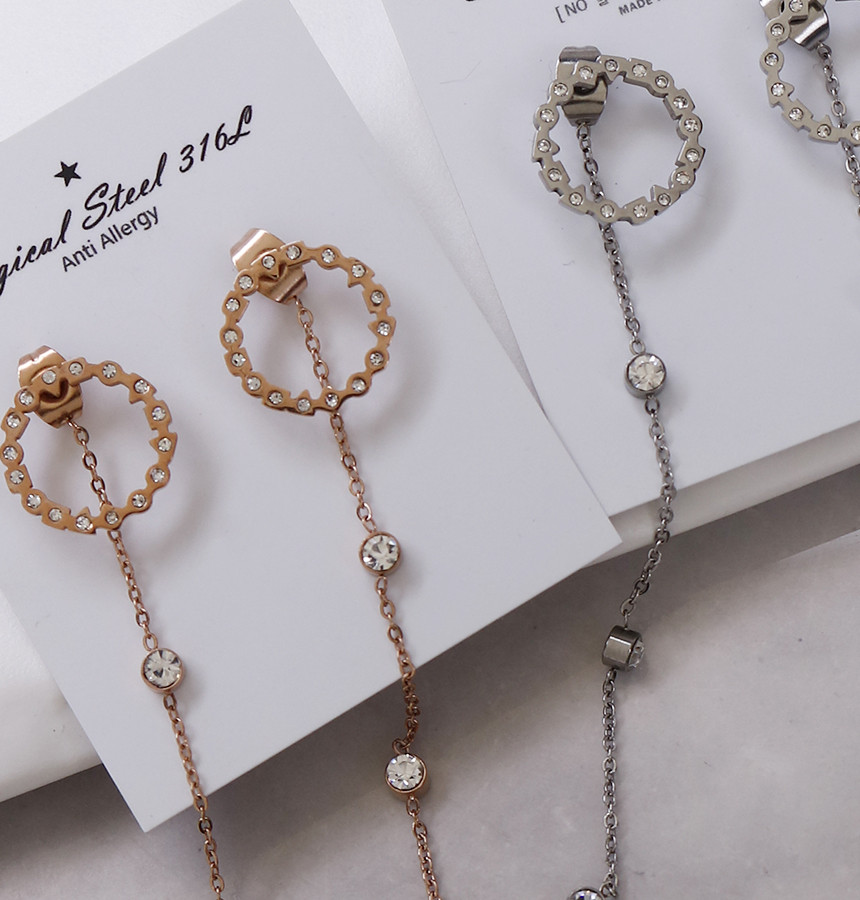 Unique Unique Mono Ring Surge Steel Earrings Titan
