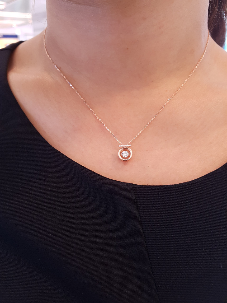 14K Dancing Stone Stellar Necklace D0004