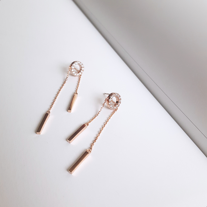 Silver Length Adjustable Double Drop Earring Earri