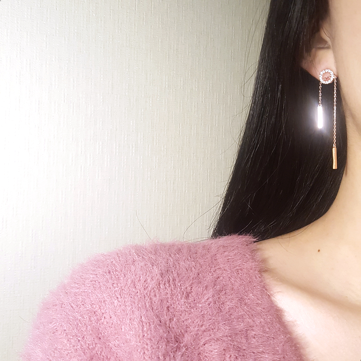 Silver Length Adjustable Double Drop Earring Earri