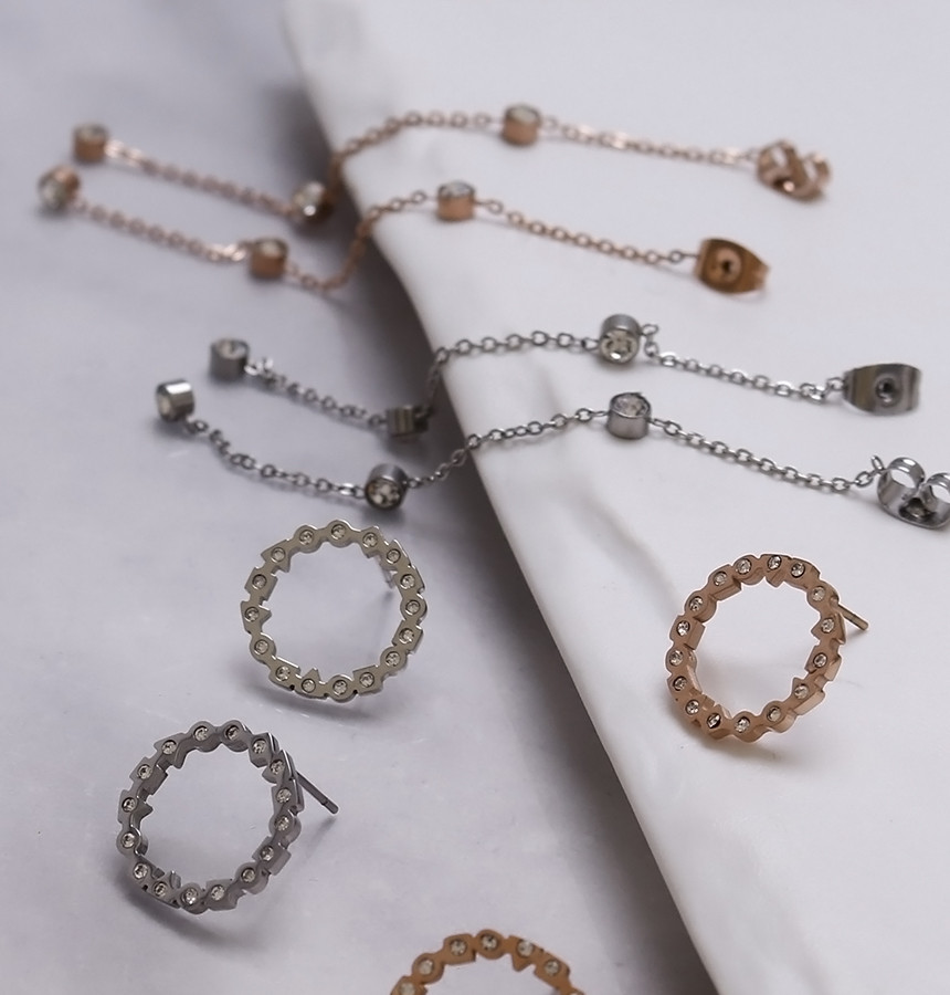 Unique Unique Mono Ring Surge Steel Earrings Titan