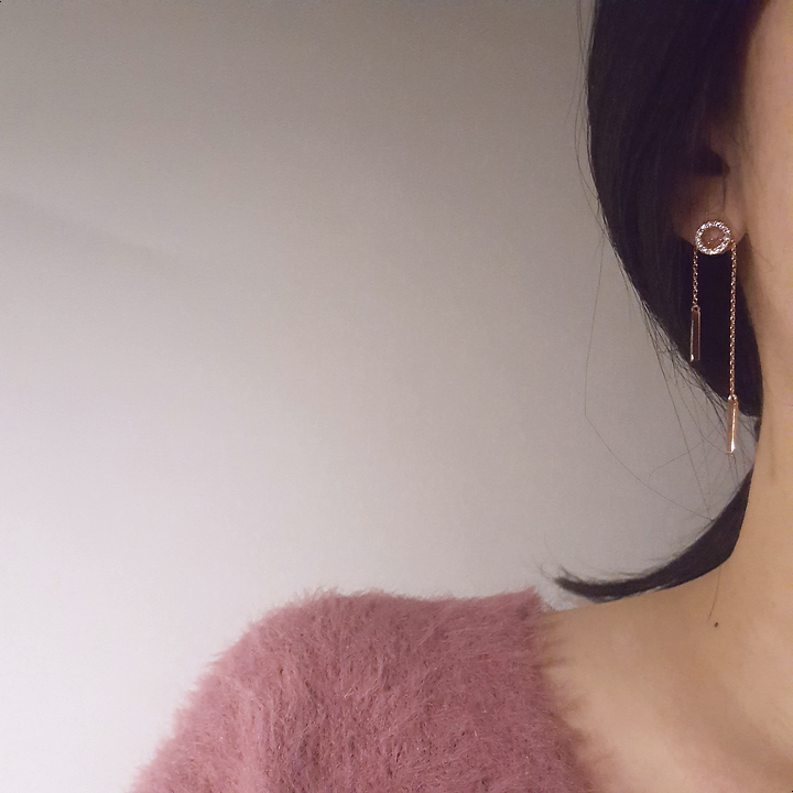 Silver Length Adjustable Double Drop Earring Earri