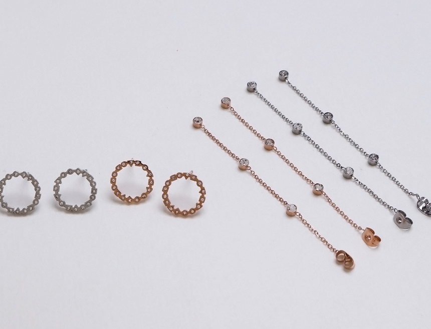 Unique Unique Mono Ring Surge Steel Earrings Titan
