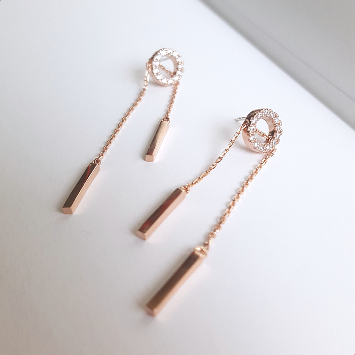 Silver Length Adjustable Double Drop Earring Earri