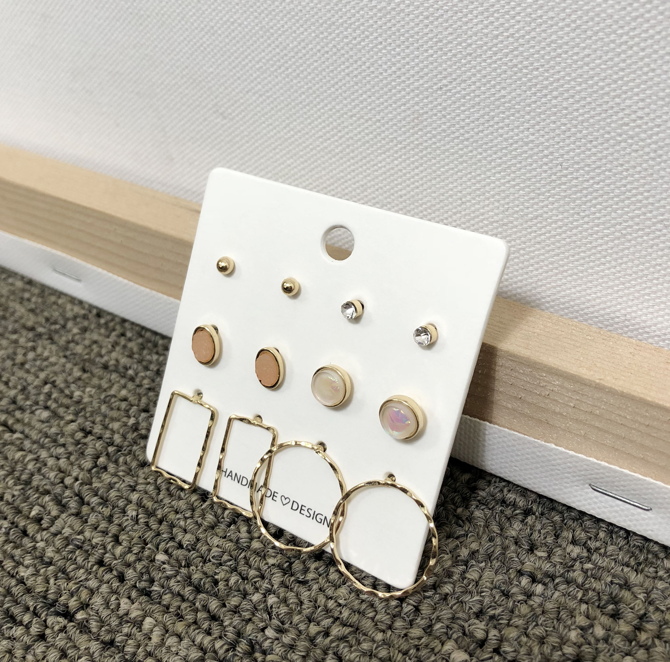 Rose ring 12 piece earrings set Daily Nami Stone C