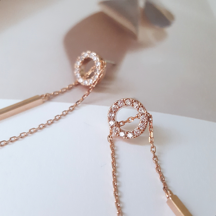 Silver Length Adjustable Double Drop Earring Earri