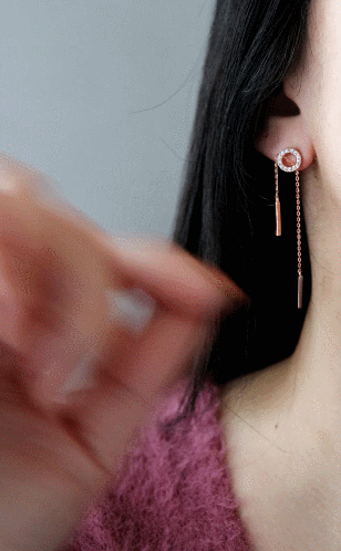 Silver Length Adjustable Double Drop Earring Earri