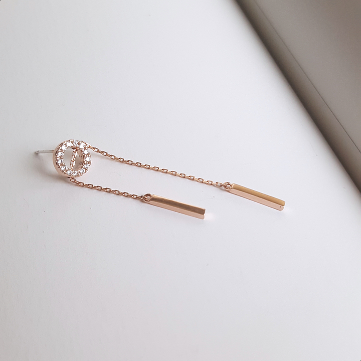 Silver Length Adjustable Double Drop Earring Earri