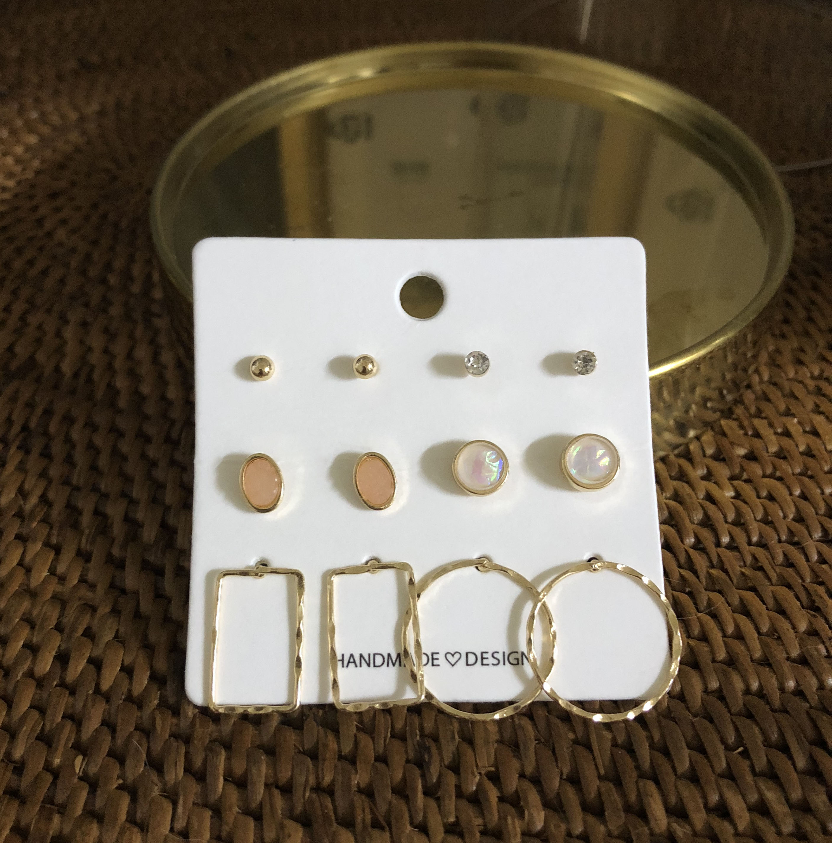 Rose ring 12 piece earrings set Daily Nami Stone C