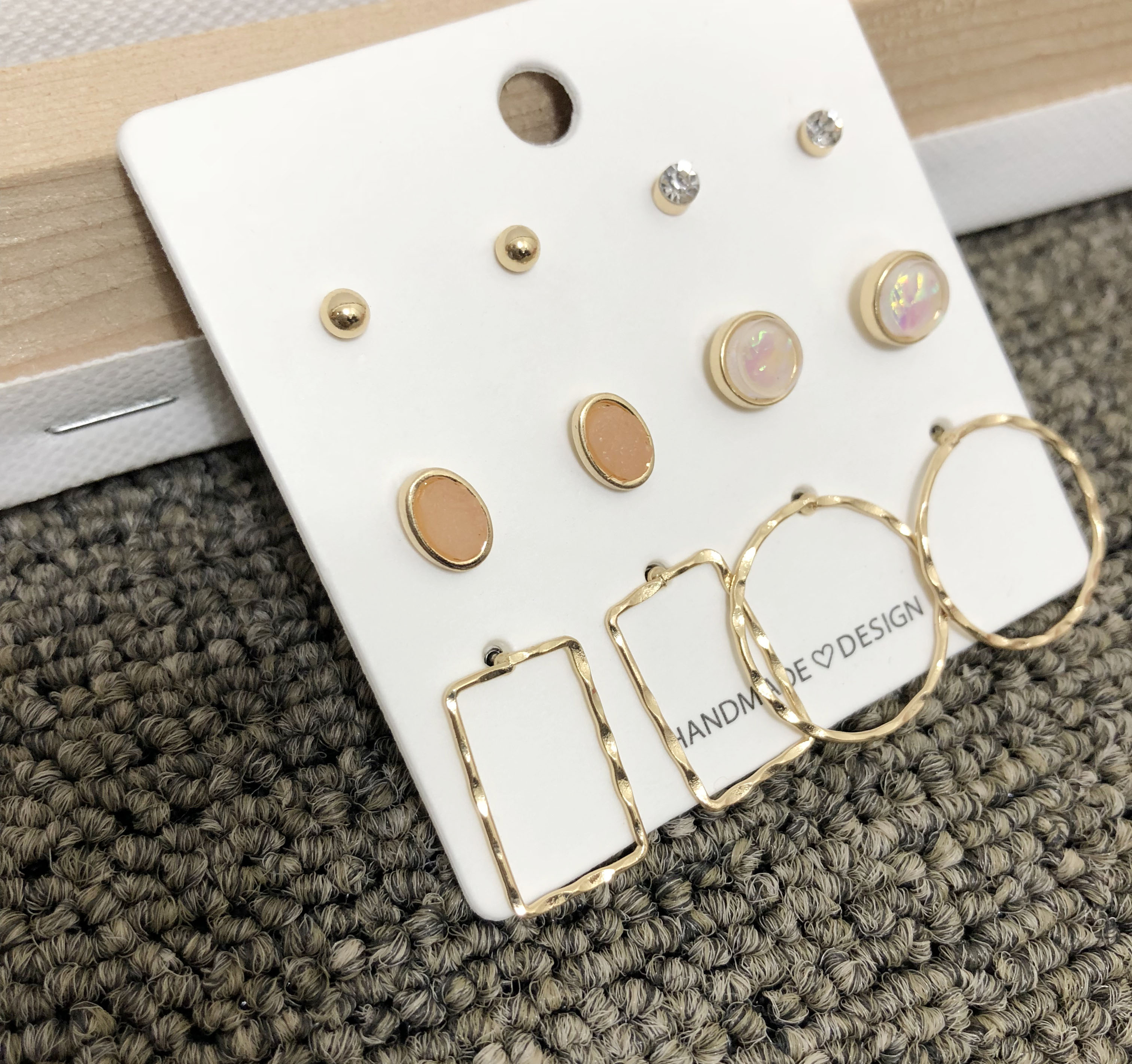 Rose ring 12 piece earrings set Daily Nami Stone C