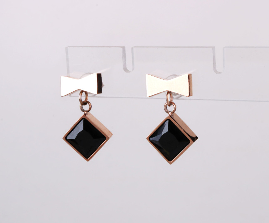 Bolala Ribbon Black Q Rattle Earrings AAA038 Can b