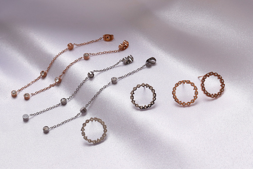 Unique Unique Mono Ring Surge Steel Earrings Titan