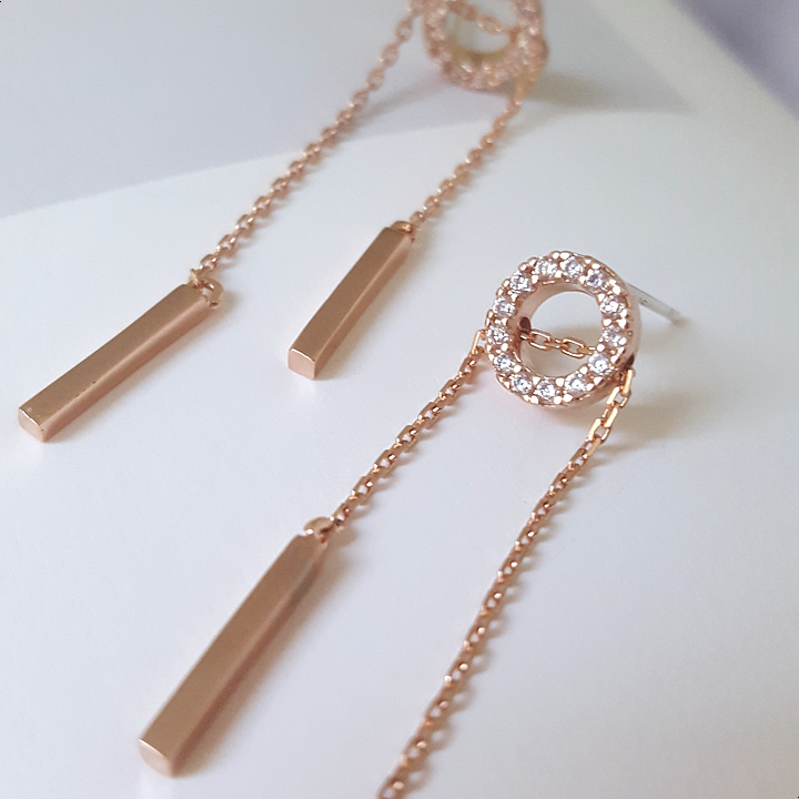 Silver Length Adjustable Double Drop Earring Earri