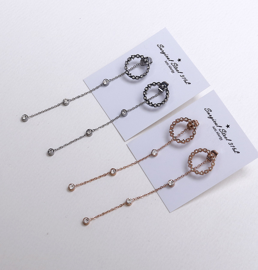 Unique Unique Mono Ring Surge Steel Earrings Titan