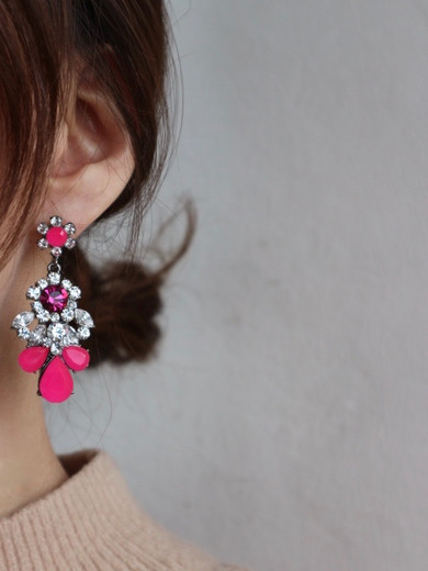 titaniumpost hot pink vintage bald earrings P0683 