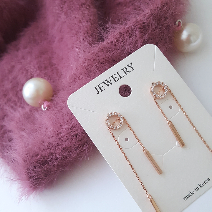 Silver Length Adjustable Double Drop Earring Earri