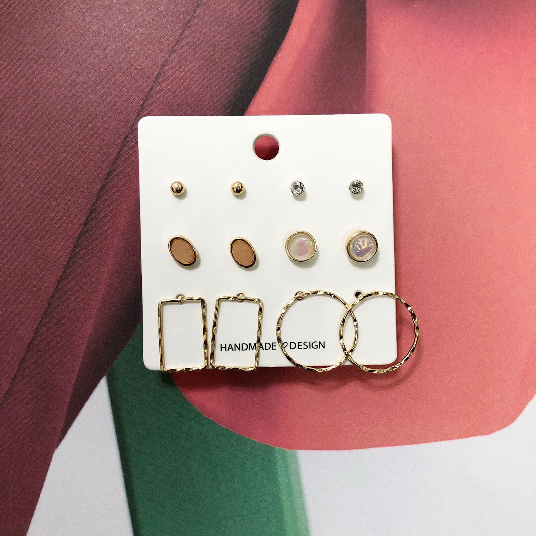 Rose ring 12 piece earrings set Daily Nami Stone C