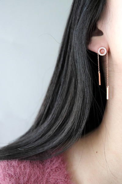 Silver Length Adjustable Double Drop Earring Earri