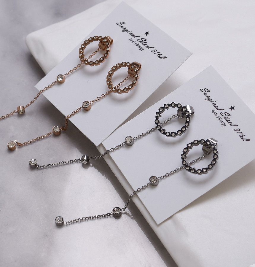 Unique Unique Mono Ring Surge Steel Earrings Titan