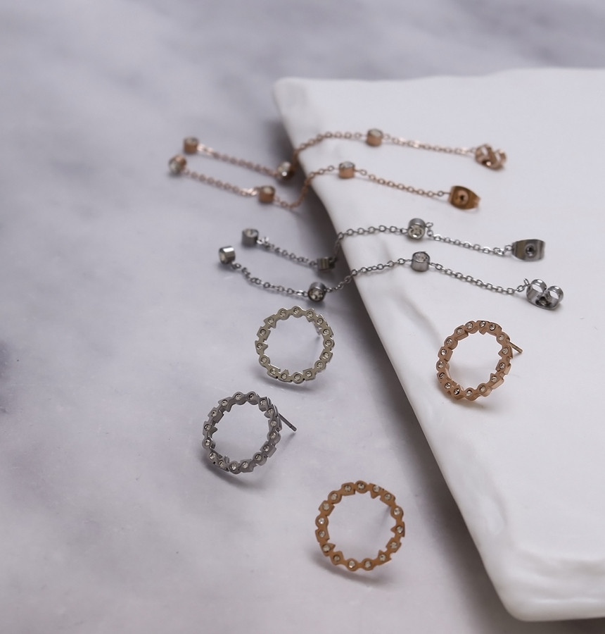 Unique Unique Mono Ring Surge Steel Earrings Titan