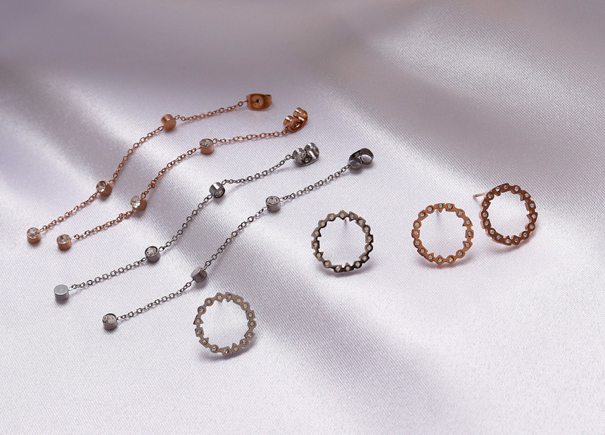 Unique Unique Mono Ring Surge Steel Earrings Titan