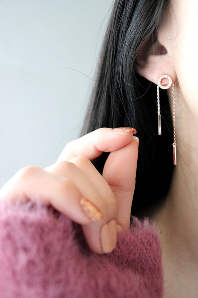 Silver Length Adjustable Double Drop Earring Earri