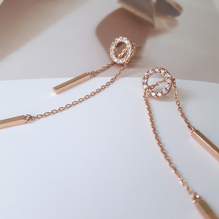 Silver Length Adjustable Double Drop Earring Earri