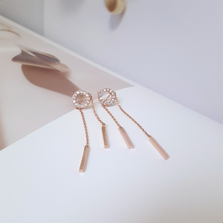 Silver Length Adjustable Double Drop Earring Earri