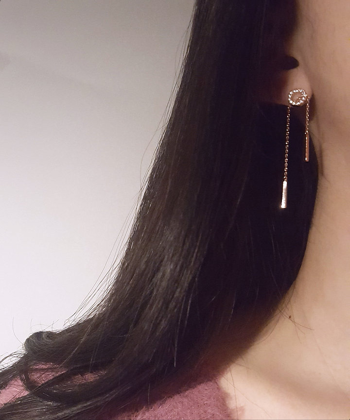 Silver Length Adjustable Double Drop Earring Earri